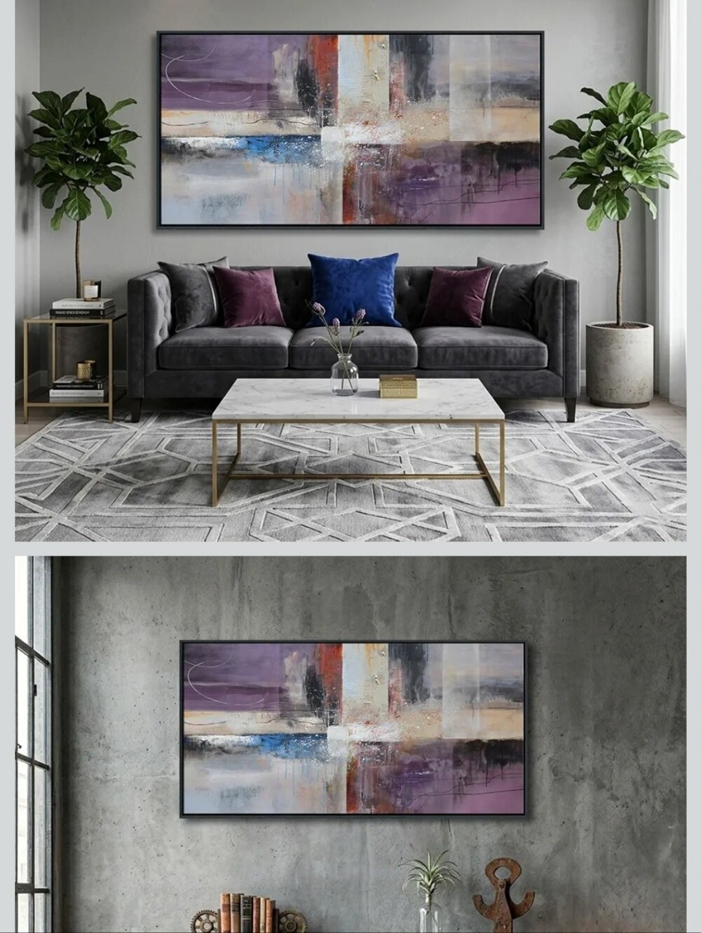 Large Abstract Canvas Wall Art - Purple